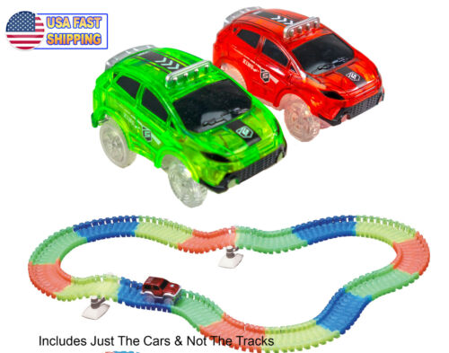2 véhicules de piste de course Magic Twister Flexi Glow In the Dark - Turbo SUV voitures de course - Photo 1 sur 3