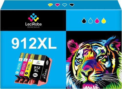 912XL Pack de 4 Cartouches d'encre Remplacement pour HP 912 XL pour Officejet Pro 8022 8023 8024