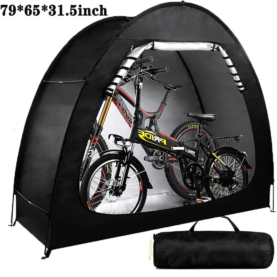 Tienda de almacenamiento de bicicletas al aire libre en forma de ventilador de doble puerta cobertizo para 2 a 4 bicicletas Foto 3 de 4