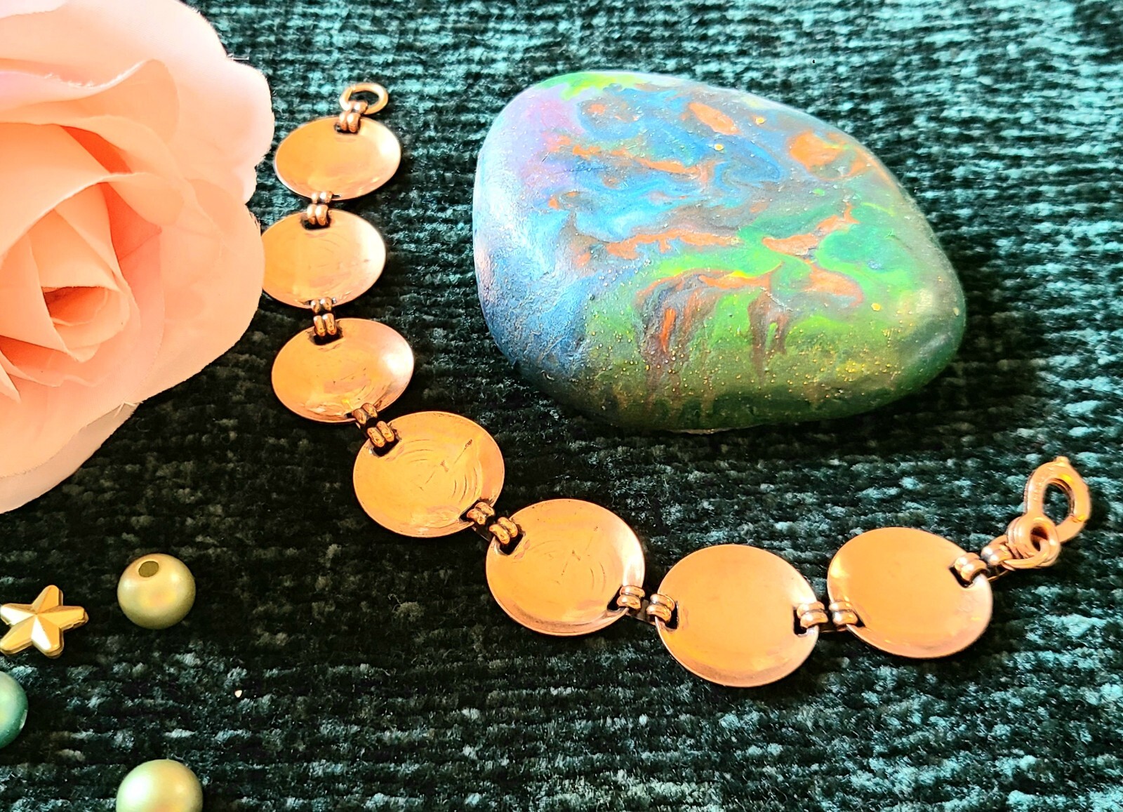 Vintage- 8" long - Solid Copper - Link/Panel Brac… - image 11