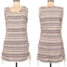 Ethereal by Paper Crane Mini Dress Stripe Tweed Lace Up Mod Size Large