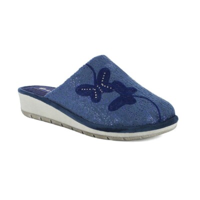 Relax Messina Pantofole Donna – Pelle Blu Marino – Comode E Classiche – Taglia 39 EU
