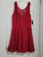 By & By Women's Size 13 Sleeveless Red Lace Dress New with Tags