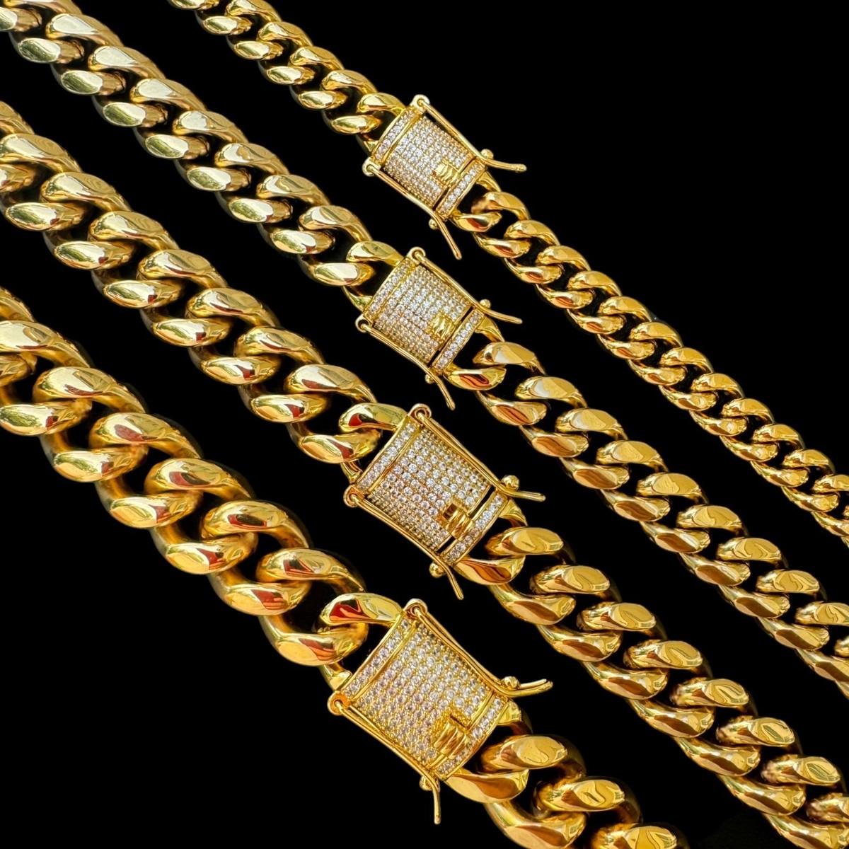 Miami Cuban Link Chain W. 1ct CZ Iced Clasp 18k Yellow Gold