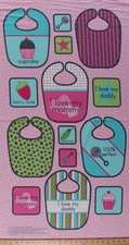 23.5" X 44" Panel Bibs Sew A Bib Babies Girls Kids Cotton Fabric Panel D507.08