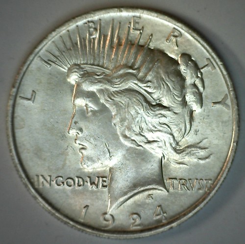 1924 BU Silber Peace Dollar Münze 1 $ US Typ Münze Stempelglanz Philadelphia