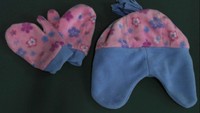 Baby Goose Pink Floral Girls 2pc Earflap Size O/s Mittens Purple Designer Chop on sale Baby Goose Pink Floral Girls 2pc Earflap Size O/s Mittens Purple Designer Chop on sale
