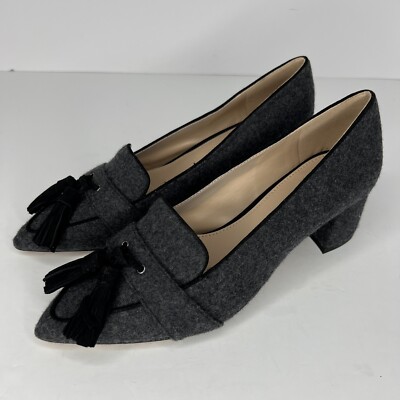 Essex Lane Daya Loafer Pointy Toe Gray Flannel With Black Tassels Womens Size 6