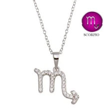 Sterling Silver 925 Scorpio Horoscope Sign Necklace Zodiac Symbol Jewelry N96