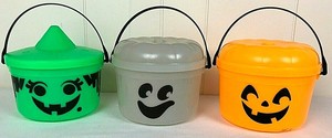 Vintage McDonalds Halloween Happy Meal Treat Buckets Green Witch Ghost