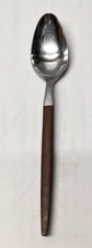 Vintage MCM EKCO ETERNA Canoe Stainless Flatware Wooden Handle Spoon