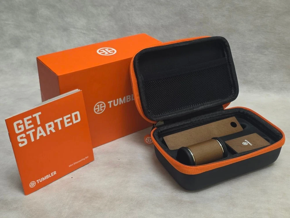 Mini Diamond Tumbler Set with Rolling Knife Sharpener for 20° & 25° Angles