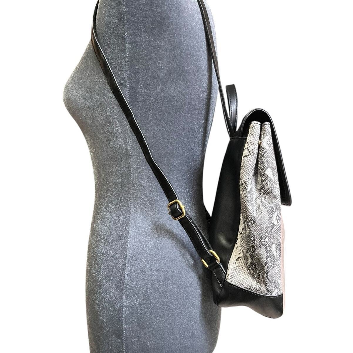 Fossil Claire Patchwork Leather Backpack Black Py… - image 2