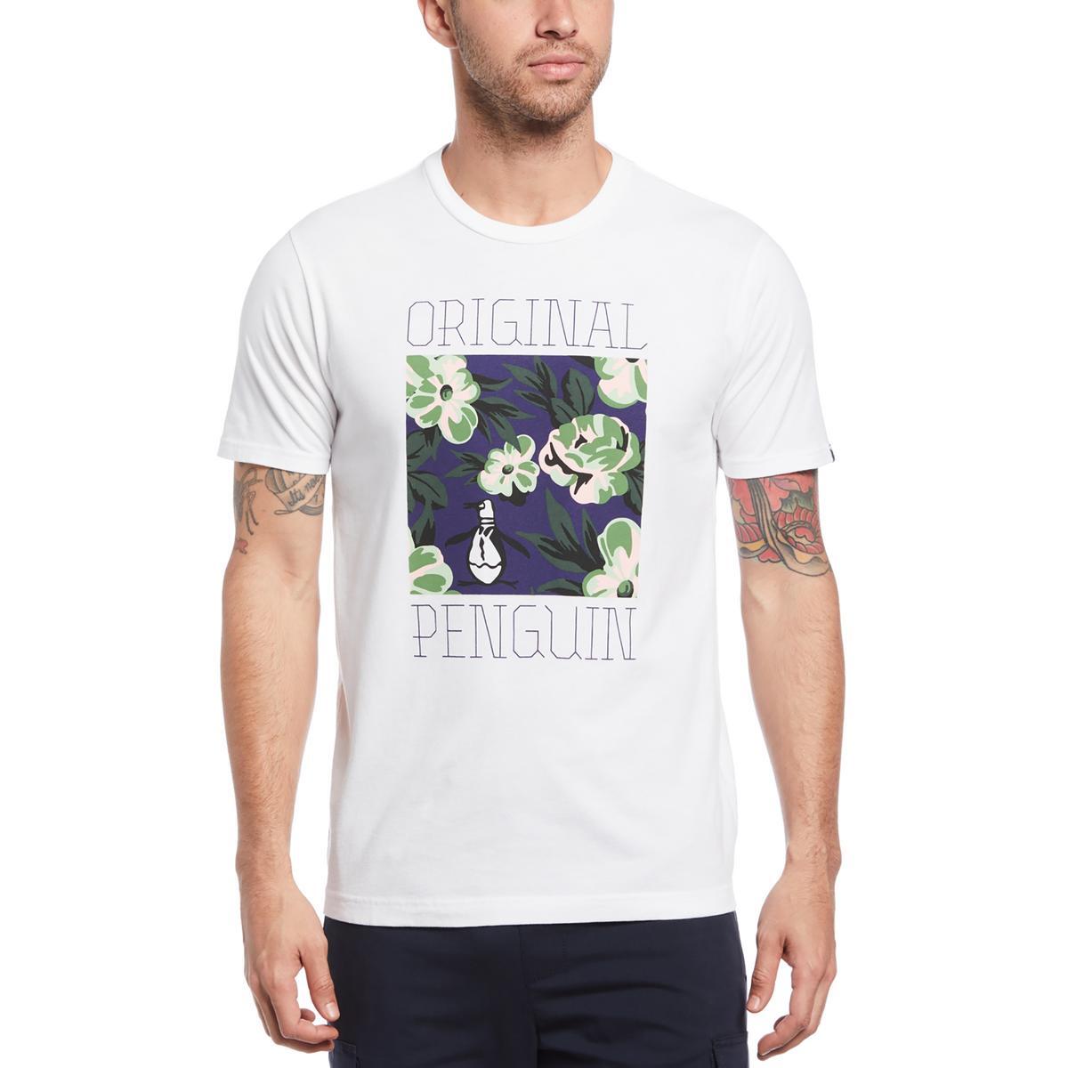 Оригинальная мужская белая хлопковая футболка Foral Tee с рисунком Penguin Mens XL BHFO 7610 4690₽