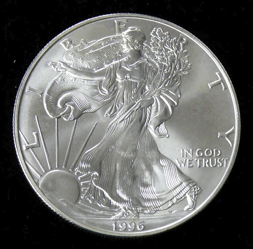 1996 KEY DATE BRILLIANT UNCIRCULATED PERFECT 1oz AMERICAN SILVER EAGLE