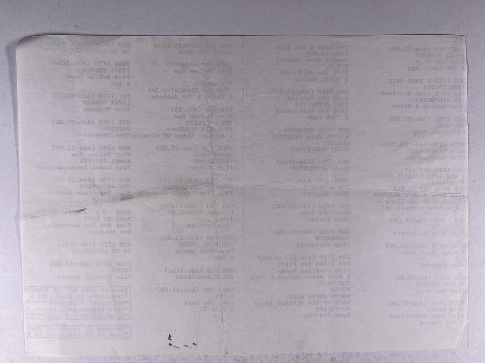 Iron Maiden Paul Di'Anno Flyer Battlezone Original Marquee Club Dez/Jan