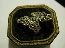 Sterling Silver Filigree Leaves Bypass Ring Sz 5 1/2