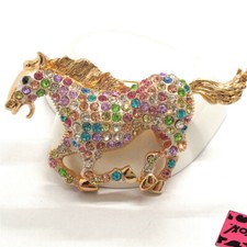 New Colorful Crystal Bling Horse Animal Women Fashion Women Charm Brooch Pin