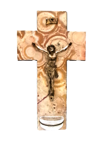 Ancien Crucifix En Bois Avec Bénitier Coquillage – Objet Art Déco Du Début XXème – Très Beau Décor