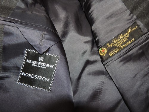 Hickey Freeman Men's Gray stripe Loro Piana super 120's jacket coat 44 Long - Picture 7 of 11