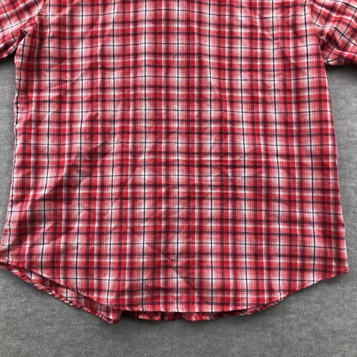 Wrangler Western Shirt Men's XL Plaid Pearl Snap Short Sleeve Red Cowboy - Picture 11 of 11