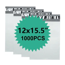 1000 Poly 12x15.5 White Poly Mailers Shipping Envelopes Mailing Bags 2.5 Mil