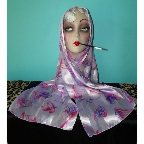 Vintage Purple & Pink Hats Scarf pinup retro rockabilly head wrap bow flowers