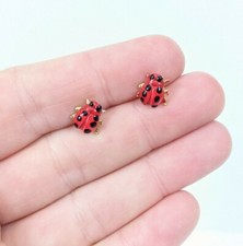 Ladybug shaped Vintage Earrings studs posts insect bugs ladybird small novelty