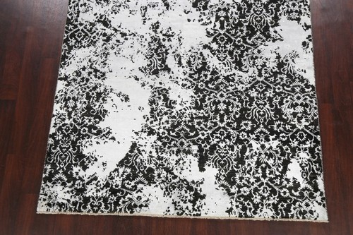Versace Design Abstract Wool/ Silk Hand-knotted Area Rug BLACK SILVER 6x9 Carpet - Picture 5 of 12