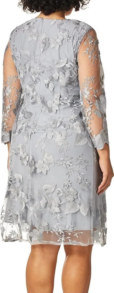 Vestido chaqueta simulada de encaje bordado paloma talla grande 22W ALEX EVENINGS nuevo con etiquetas $239 Foto 2 de 3