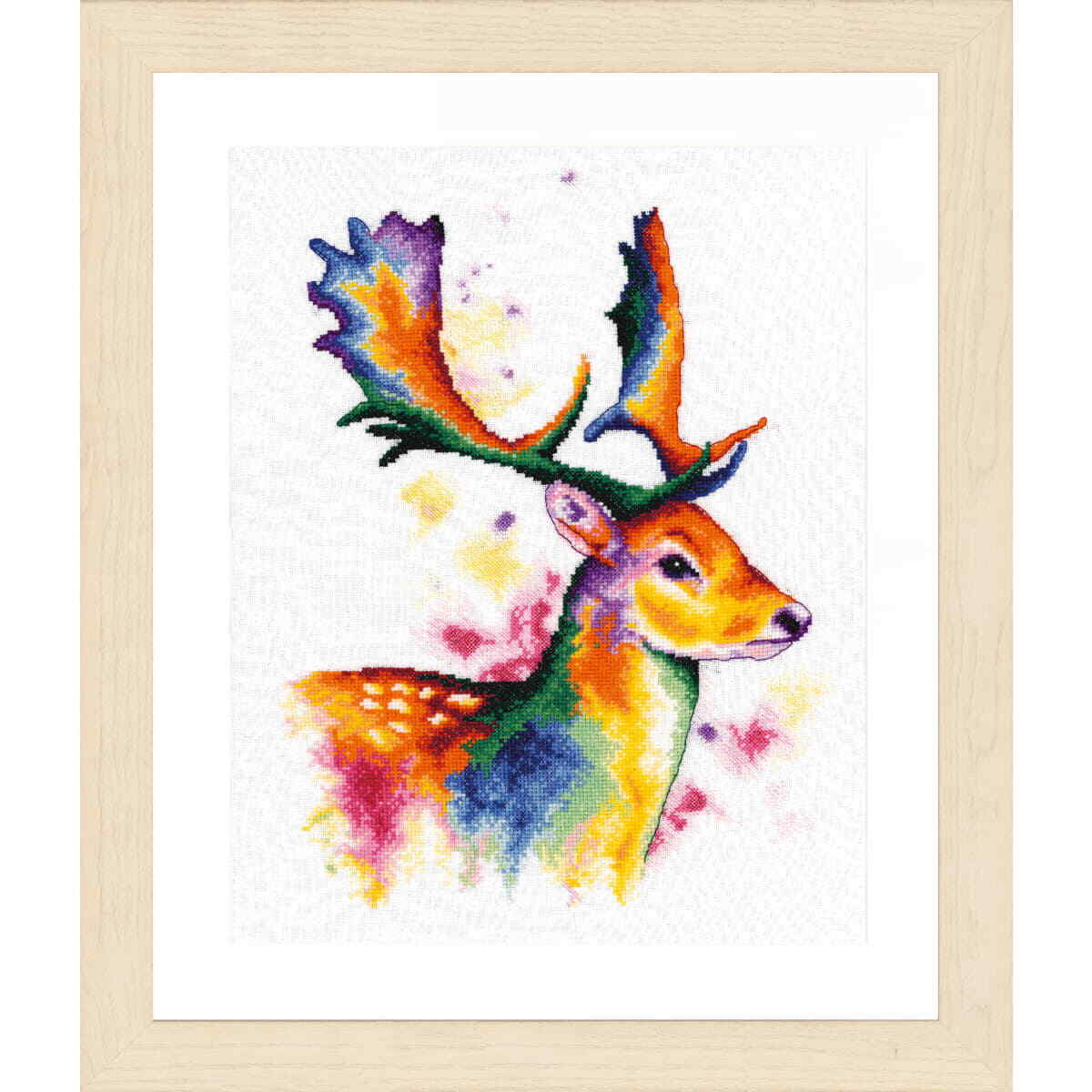 Lanarte counted cross stitch kit ""Animals, Deer in rainbow colours"", 29x40cm, DI