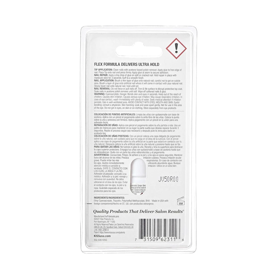 KISS PowerFlex Brush-On Nail Glue Fast Drying for Tips Wraps 0.17oz - Image 4 of 4