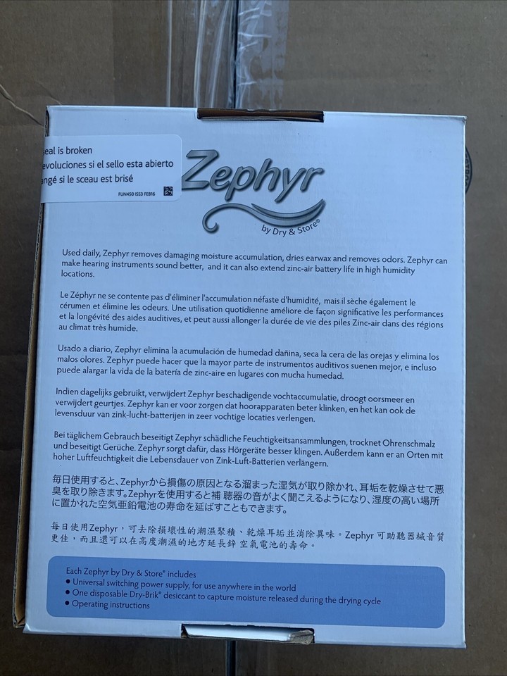Zephyr By Dry & Store Hearing Aid Dryer Cochlear Ear Monitors New eBay