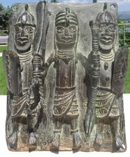 Royal Benin Bini Edo plaque in bronze 37 cm Benin African Art