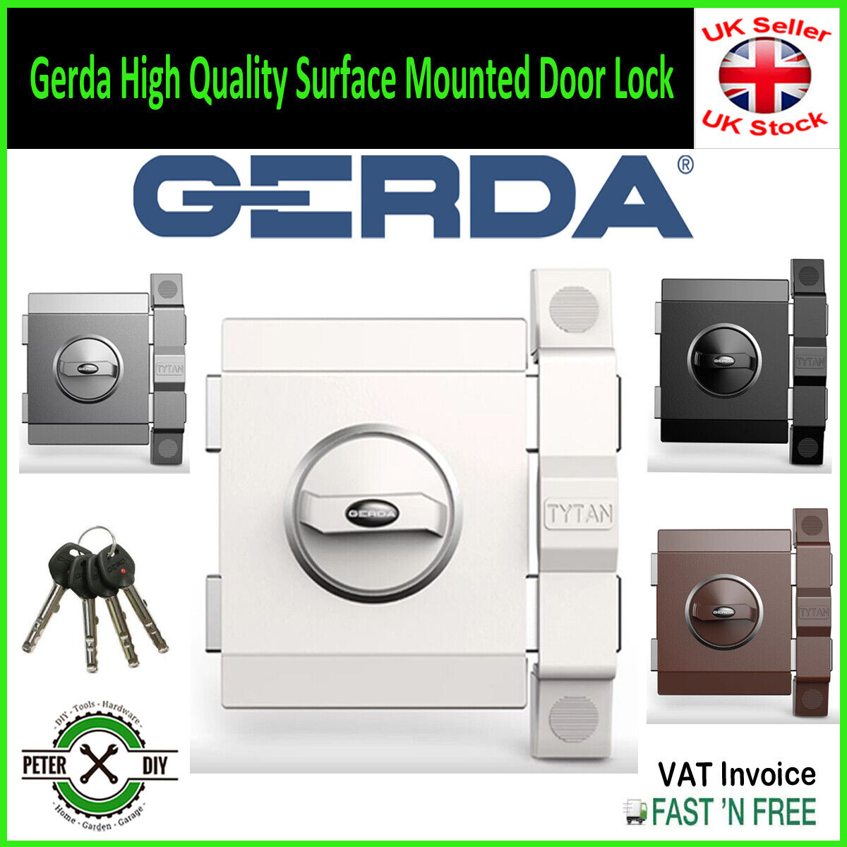 Gerda High Quality Surface Mounted Door Lock Home Office Gerda High Quality Surface Mounted Door Lock Home Office