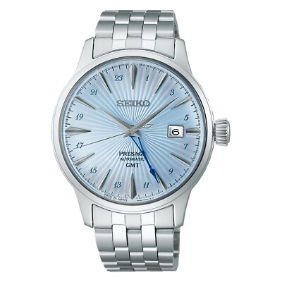 SEIKO Presage SSK037J1 Cocktail Time Automatic GMT Light Blue Dial Watch JAPAN