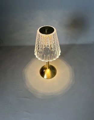 Kabellose Dimmbare Tischlampe Tragbar Kristall Silber Nachtlicht 3 Farbmodi