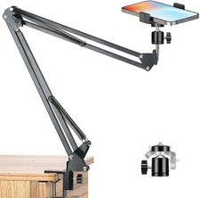 Overhead Tripod Mount for Camera Webcam Ring Light, over Head Articulating Arm w