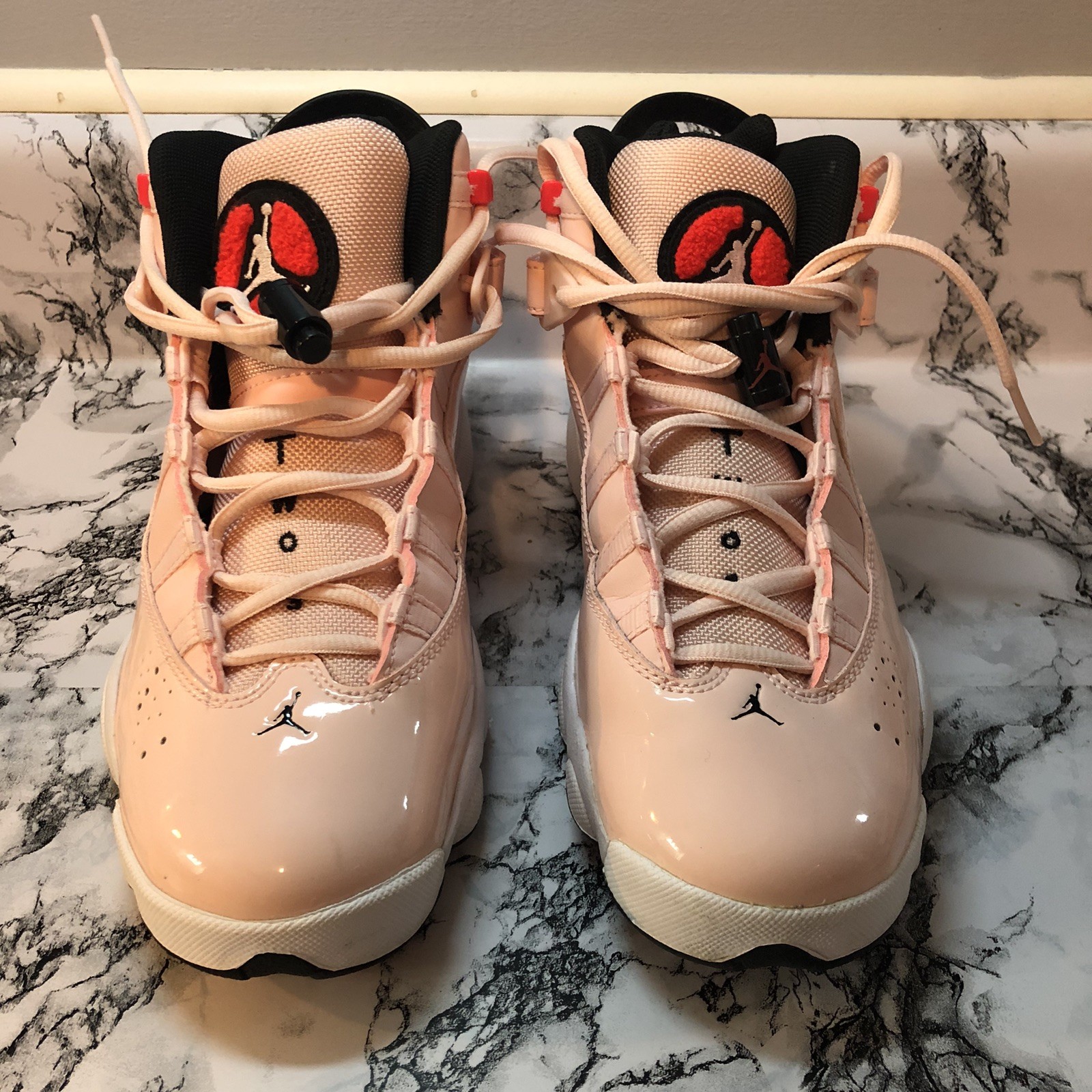 NIKE Air Jordan 6 Rings Size 6 Youth 323419-602 Pink Basketball Shoes Sneakers