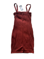boohoo Strappy Sleeveless Bodycon Dress Rust UK 10 US 6 EU 38 Casual Summer