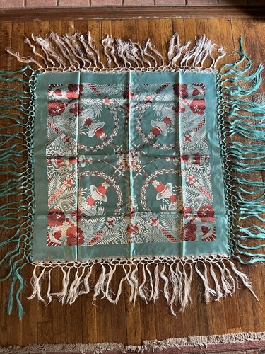 Vintage WWII 1940 Taj Mahal Era FOUNTAINS Piano Shawl Scarf Fringe Tablecloth