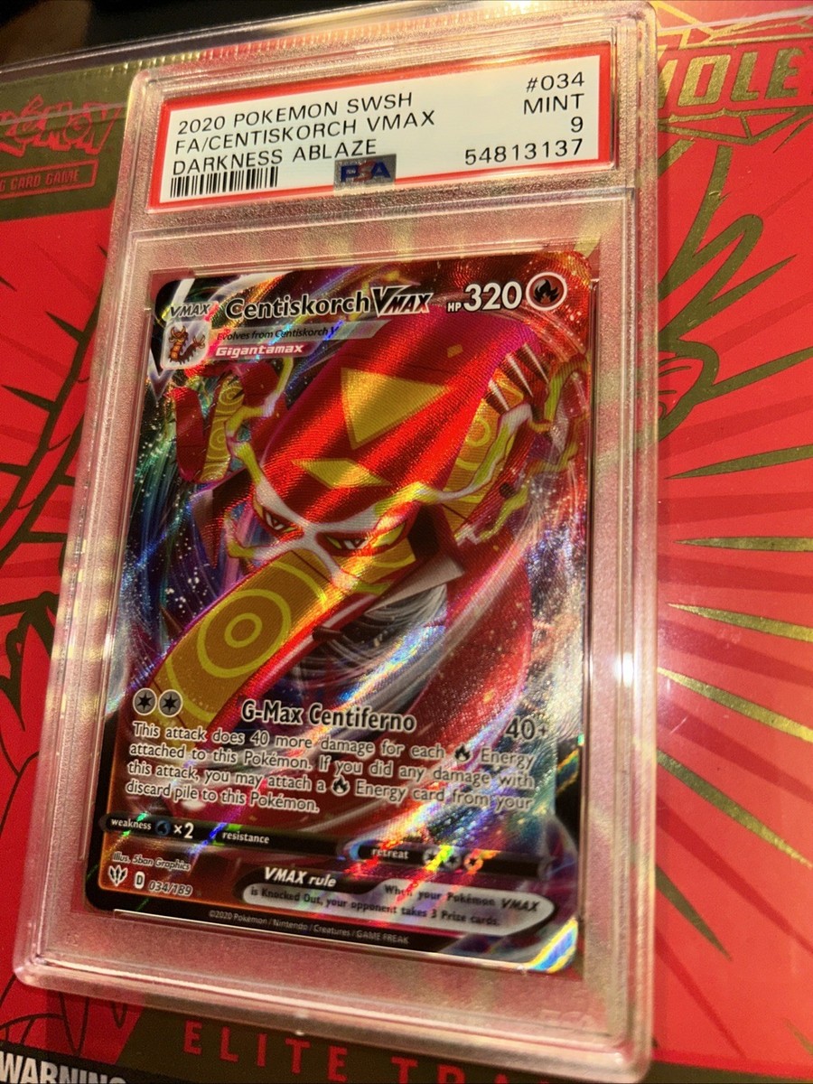 POKEMON: CENTISKORCH VMAX #034/189🔥PSA 9🔥SWSH DARKNESS ABLAZE