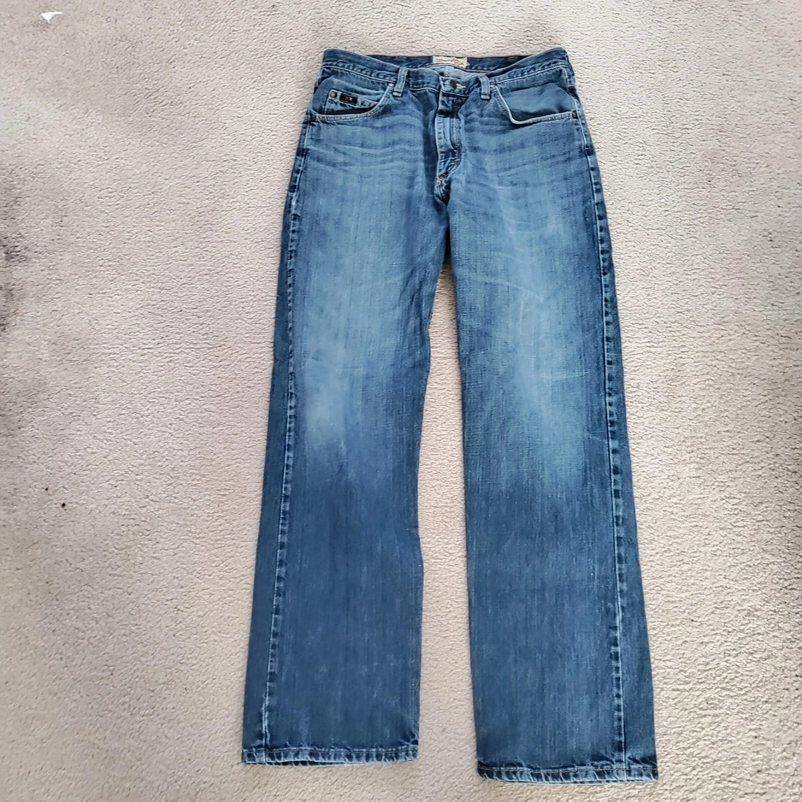 Mens 34x34 Blue Relaxed Fit Bootcut Denim Used