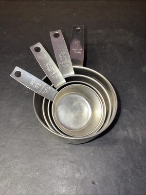 Vintage Foley Measuring Cups Stainless Steel 1/4 To 1 Cup Nesting Set Of 4