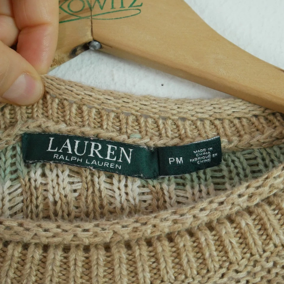 Vintage Lauren Ralph Lauren P M Aztec Sweater Roll Neck Linen Blend Southwestern - Image 2 of 4