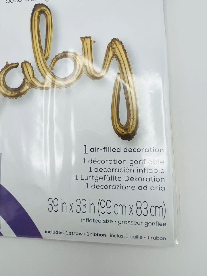 Anagram Air-Filled Decoration Balloon, BABY, Gold-colored, No Helium Required! - Image 4 of 4