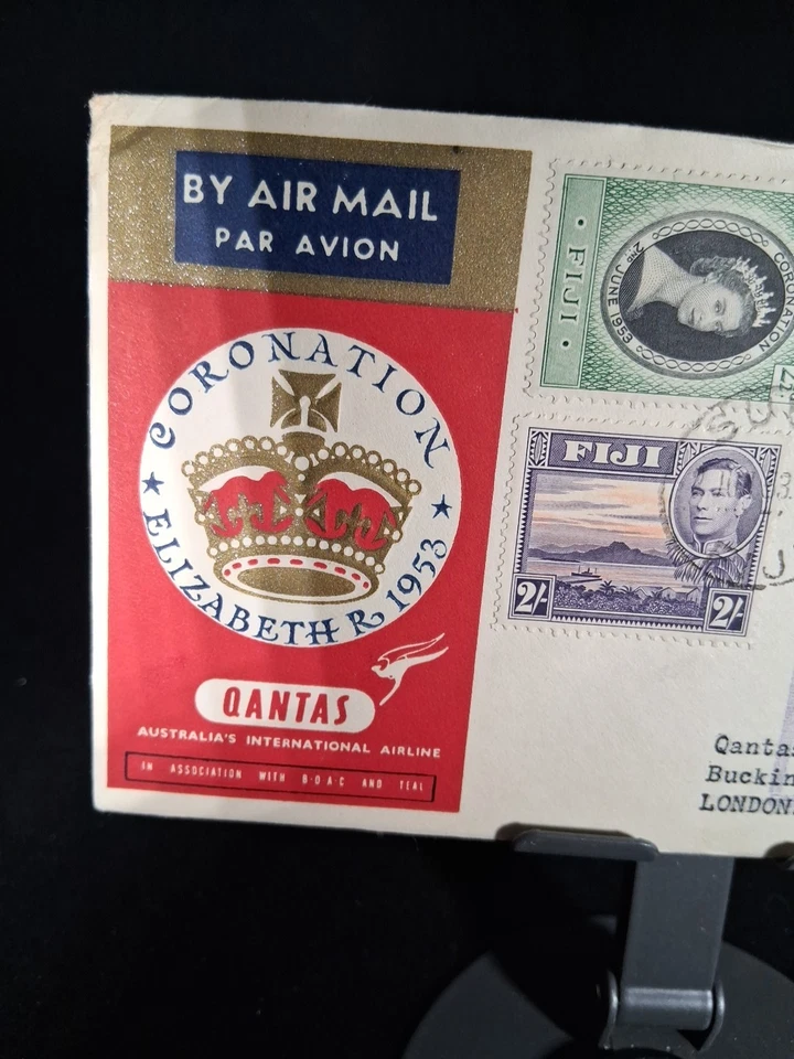 1953 CORONATION OF QUEEN ELIZABETH 2ND FDC FIJI QUANTAS - Image 2 of 4
