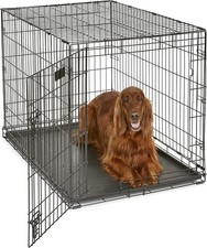 42-Inch iCrate Folding Dog Crate with Divider Panel, Leak-Proof Tray  Latches