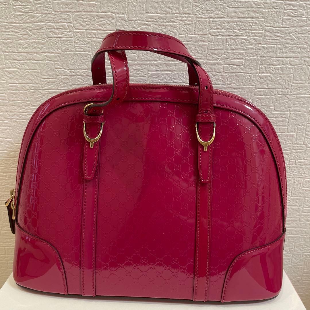 GUCCI Pink Leather GG Pattern 2WAY Shoulder Bag Handbag Vintage Authentic thumbnail 3