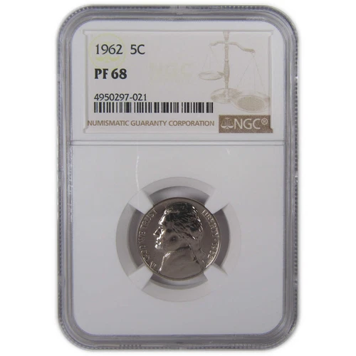 1962 Jefferson Nickel PF 68 NGC Proof 5c Coin SKU:CPC0153